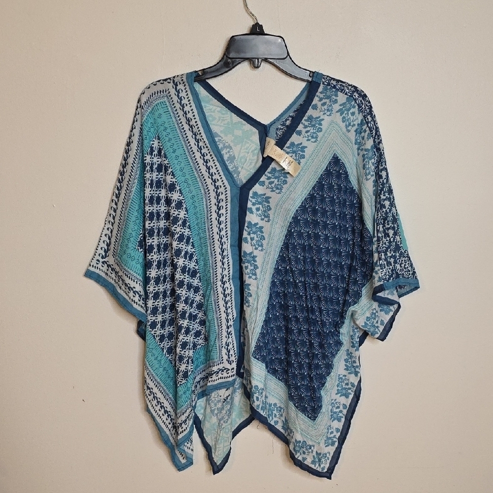 Chico's Blue and Aqua Patterned Tunic